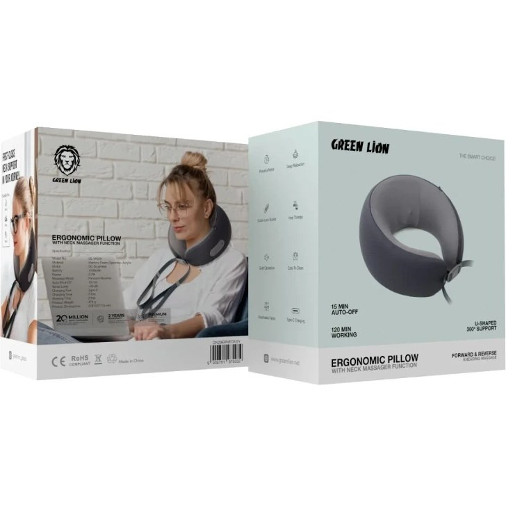 بالش ارگونومیک ماساژور گردن گرین لاین Green Lion – رنگ Gray
