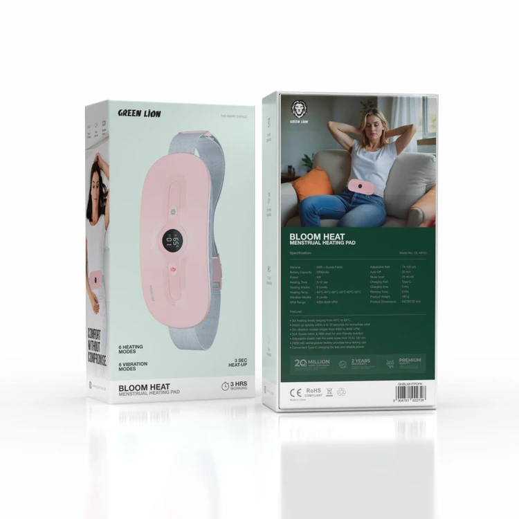 پد گرم‌کننده قاعدگی گرین لاین مدل Bloom Heat با ۶ حالت گرمایش و ویبره
