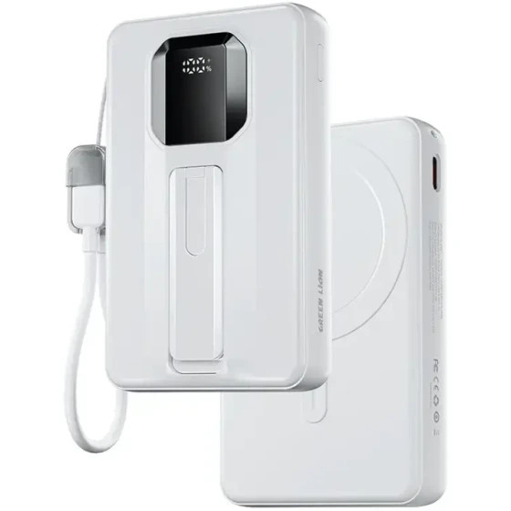پاوربانک گرین لاین مدل TORINO ظرفیت 10000 میلیآمپر ساعت با شارژ بیسیم MagSafe و توان 20 وات