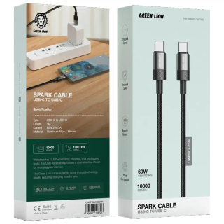 کابل شارژ گرین لاین مدل اسپارک USB-C به USB-C با توان 60 وات