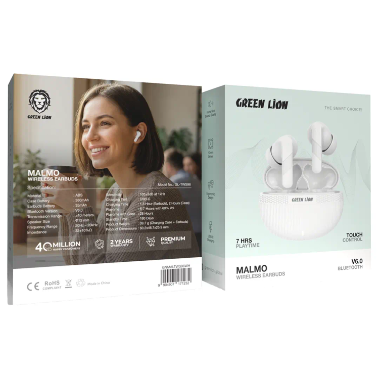 هندزفری بلوتوثی گرین لاین مالمو – Green Lion MALMO Wireless Earbuds (مشکی و سفید)