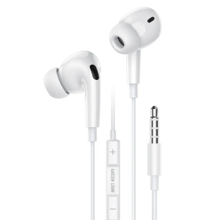 هندزفری سیمی گرین لاین GL-Stereo Pro دارای میکروفون و کنترل تماس (سفید و مشکی)