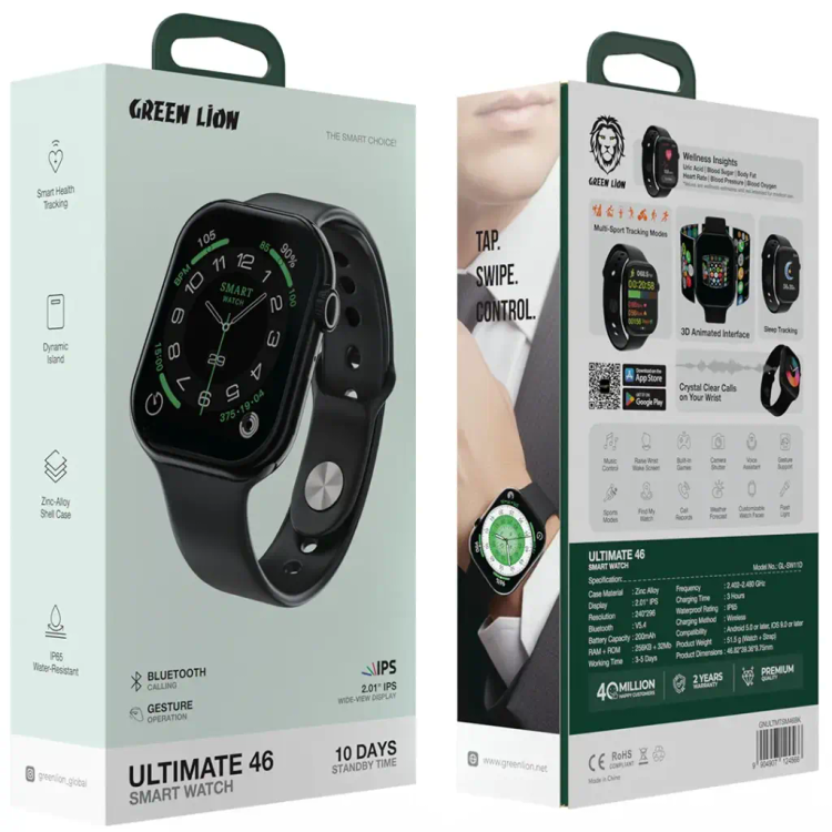 ساعت هوشمند گرین لاین مدلUltimate 46 با صفحه IPS و تماس بلوتوث