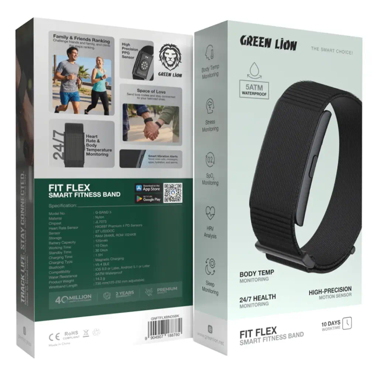 مچبند هوشمند گرین لاین مدل Fit Flex پایشگر سلامت (مشکی و صورتی)