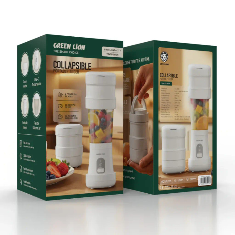 مخلوطکن تاشو گرین لاین مدل Collapsible Portable Juicer ظرفیت ۵۰۰ میلیلیتر