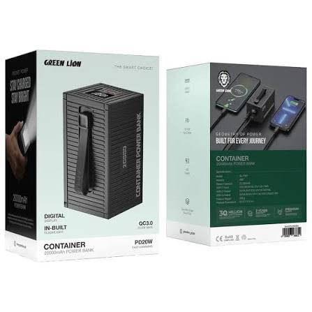 پاوربانک گرین لاین مدل Container ظرفیت ۲۰۰۰۰ میلیآمپرساعت با کابل ۴ کاره