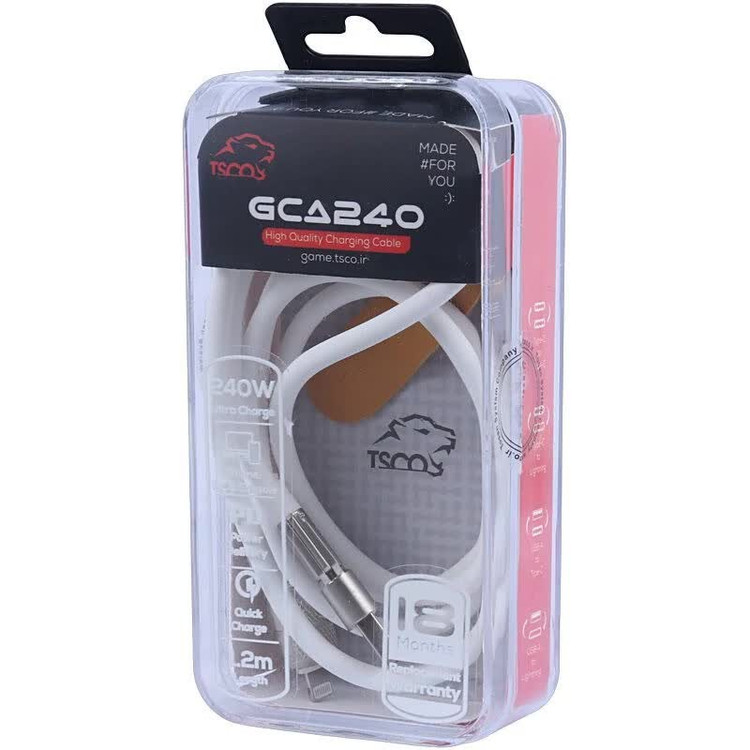 کابل شارژ گیمینگ تسکو مدل GCA240 با توان 240 وات