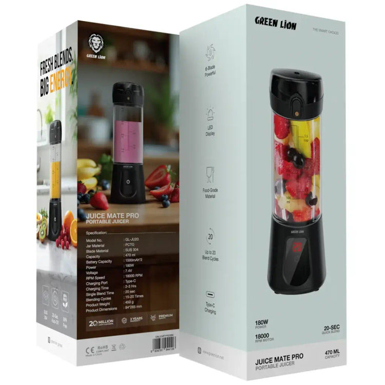بلندر قابلحمل گرین لاین مدل Juice Mate Pro ظرفیت ۴۷۰ میلیلیتر