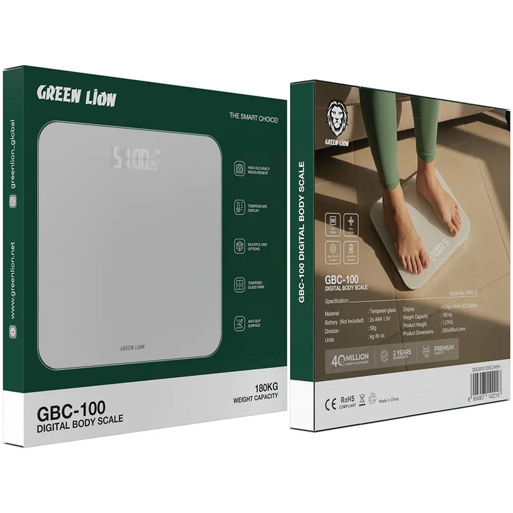 ترازوی دیجیتال وزنکشی گرین لاین مدل GBC-100 شیشهای