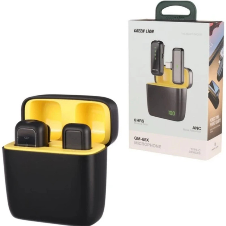 میکروفون بیسیم گرین لاین مدل GM-65X با تاخیر پایین مناسب درگاه تایپ سی