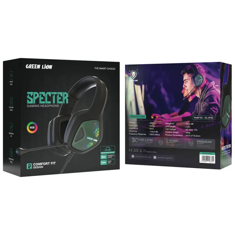 هدفون گیمینگ گرین لاین مدل Specter با نور RGB