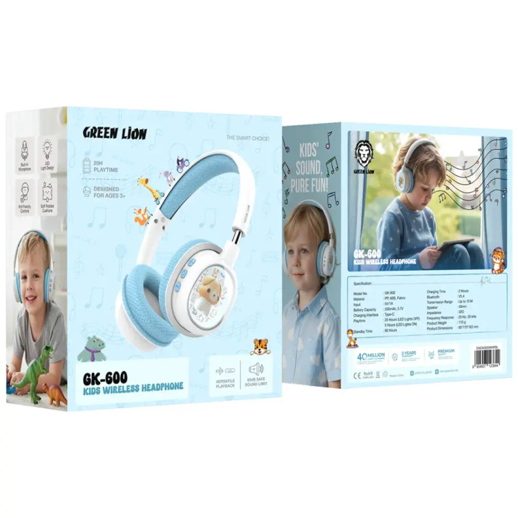 هدفون بیسیم کودکان گرین لاین مدل GK-600 با محدودیت صدای ایمن