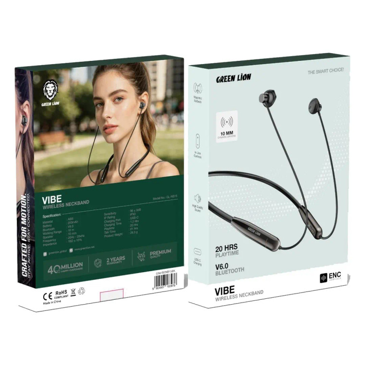 هدفون دورگردنی بیسیم گرین لاین مدل VIBE با بلوتوث ۶.۰