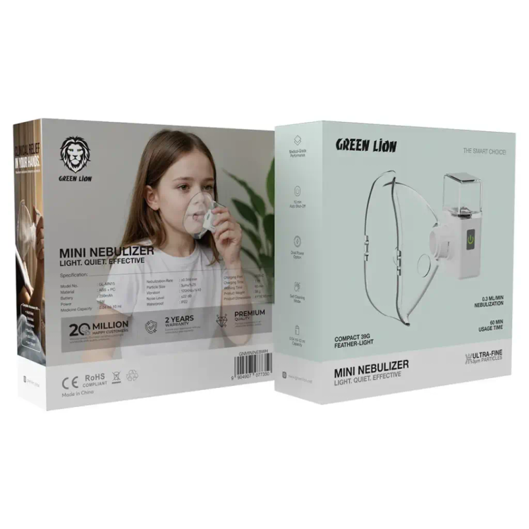 نیولایزر مینی گرین لاین مدل Mini Nebulizer با شارژ USB-C و تمیزسازی خودکار