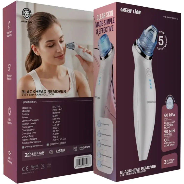 دستگاه پاکسازی و رفع جوش سرسیاه گرین لاین مدل Blackhead Remover 5 in 1 سفید