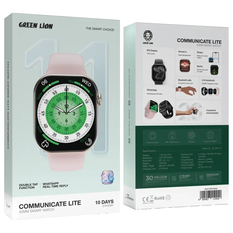 ساعت هوشمند گرین لاین مدل Communication Lite 42 با Dynamic Island (مشکی و طلایی)