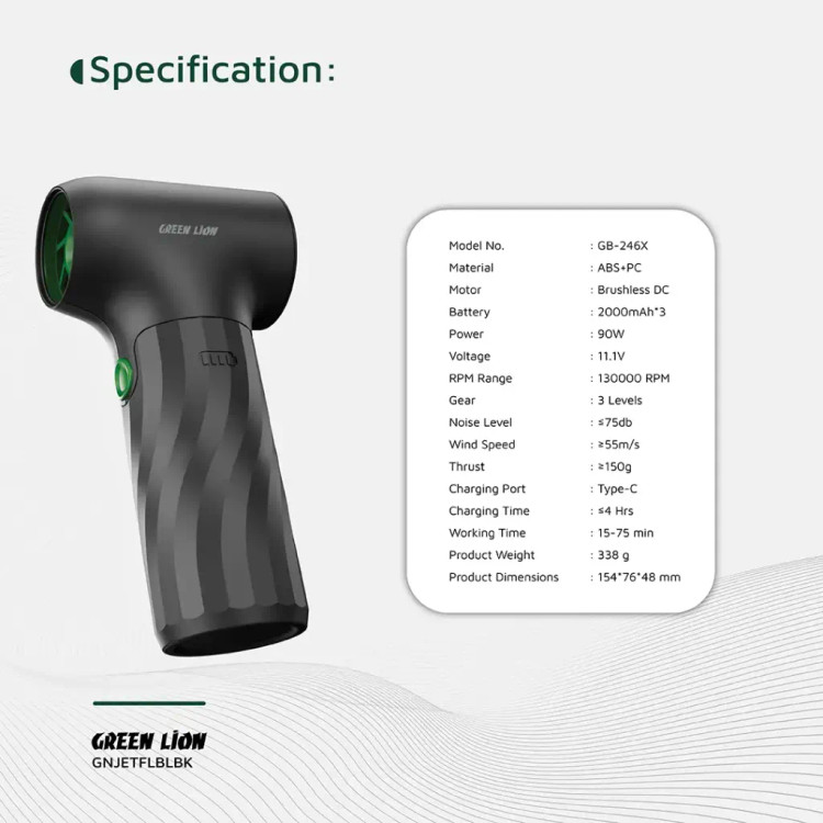 دمنده هوای شارژی گرین لاین مدل Jetflow – موتور براشلس ۱۳۰ هزار دور