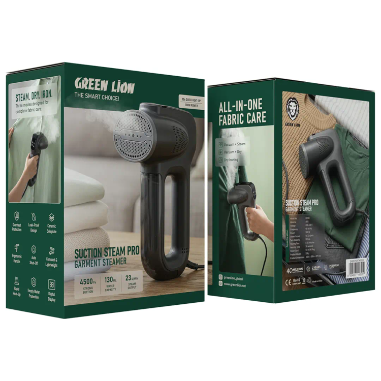 بخارگر لباس گرین لاین مدل SUCTION STEAM PRO – کفی سرامیکی و نمایشگر دیجیتال